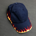 Flame Embroidered Navy Blue Cap
