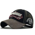 Distressed Black & Brown Embroidered Cap with Contrast Stitching