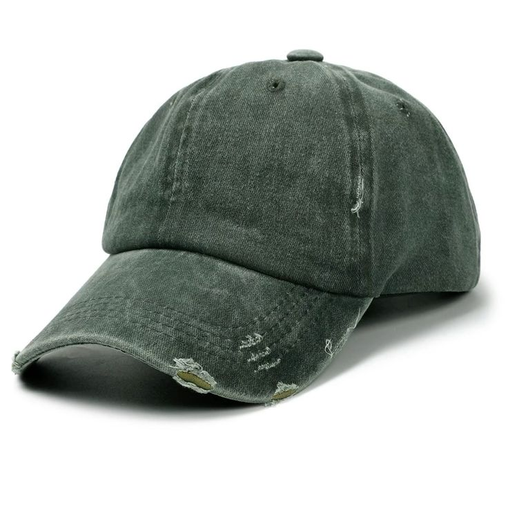 Vintage Washed Olive Green Distressed Cap